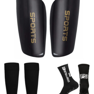 Espinilleras De Fútbol Y Calcetines Antideslizantes 3 Pzas Talla Negro