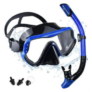 Máscara De Snorkel Para Adultos Vista Panorámica 180 Grados Negro Y Azul