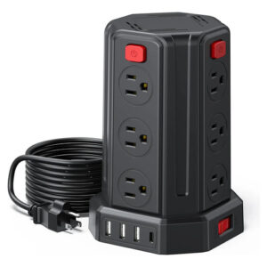 Torre Regleta Multicontacto 1700j 12 Enchufes 4 Usb 3 Metros Color