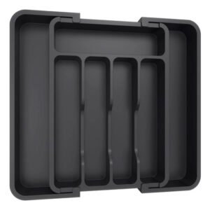 Organizador De Cajones Para Cubiertos Bandeja Expandible Neg Gris