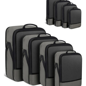 Juego De 4 Cubos Compresibles Grises Para Organización De Vi Gris
