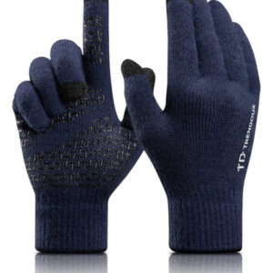 Guantes De Invierno Táctiles Cálidos Lana Merino Unisex Navy Talla