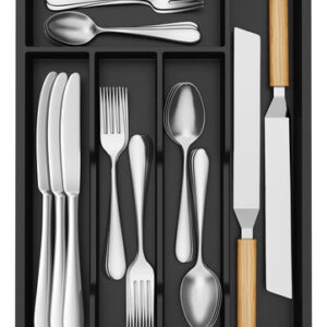 Organizador De Cubiertos Negro 5 Compartimentos Para Cajones Negro