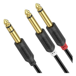 Cable Estéreo Trs 6,35 Mm A Dual Ts 6,35 Mm 4,5 M Chapado Or