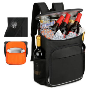 Mochila Hielera Grande 30l Aislada Impermeable Para Campismo Negro