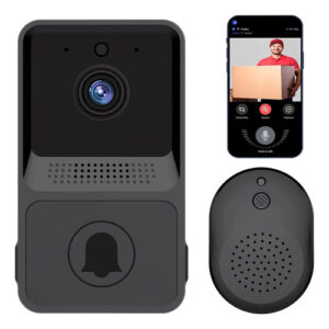 Timbre Inalámbrico Con Cámara Wifi Audio Bidireccional Negro Negro
