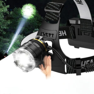 Linterna Frontal Recargable 10w Sensor Inteligente Zoom Camp Negro