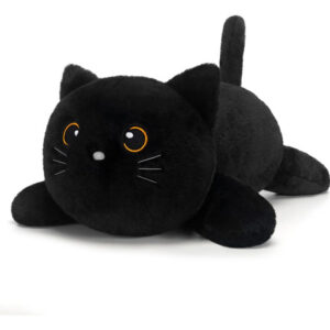 Gato Negro De Peluche Con Peso 25cm Suave Y Acogedor Gato Negro
