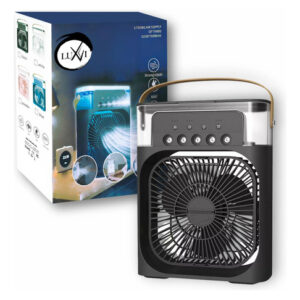 Ventilador Y Humidificador Negro Con Luz Led 2 En 1 Compacto Negro