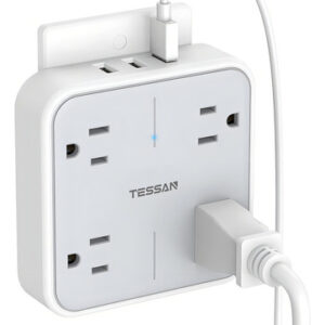 Tessan Regleta Multicontacto Usb, Conector Multiple Con 4 Enchufes De Ca 3 Usb, Protector De Sobretensión, Multicontacto Pared Adaptador Enchufe Para El Hogar, Oficina, Dormitorio, Cocina G