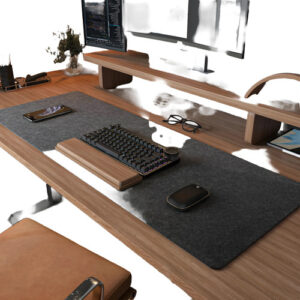 Tapete De Computadora De Fieltro 91 X 30 Cm Gris Oscuro Gris Diseño Impreso