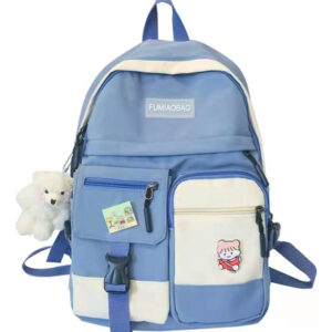 Mochila Kawaii Impermeable Para Laptop Gran Capacidad Azul Azulb Diseño De La Tela