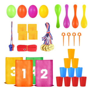 Kit Juegos Al Aire Libre Niños 38 Piezas Colorido Recreativo Rojo, Amarillo, Azul, Verde