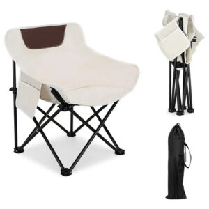 Silla Plegable Camping Ergonómica 265 Libras Bolsa Transport Blanco