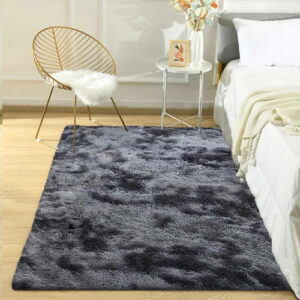 Alfombra Grande Antideslizante Suave Pelo Largo 80x120 Cm Gr 0 Cm Gris