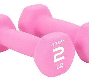 Mancuernas Hexagonales De Neopreno 2 Lb Antideslizantes Rosa Rosa Taffy