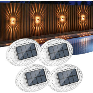 Lámpara Solar Exterior 4 Piezas Amarillo Ámbar Ip44 360 Grad Color De La Estructura