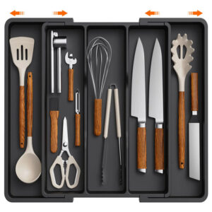 Organizador De Cajones Para Utensilios Cocina Negro Expandib Color