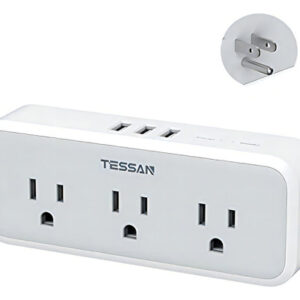 Tessan Multicontacto Pared Usb, Conector Multiple Con 5 Salidas Ca Y 3 Puertos Usb, Regleta Multicontacto Outlet Extender Enchufe Extension Electrica Para El Hogar, Oficina, Dormitorio, Coci
