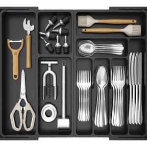 Organizador Cubiertos Cajón Extensible 54 A 91 Cm Negro Negro