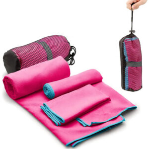 Toalla De Microfibra 3 Pzas Rosa Secado Rápido Ligera Y Suav Rosa Nombre Del Diseño