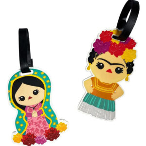 Identificadores De Maleta Floreada Frida Y Virgen Con Tarjet Varios Nombre Del Diseño