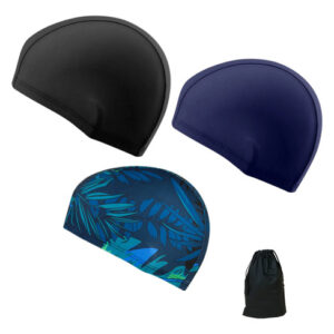 Gorra De Natación Unisex Estampado Botánico Suave Y Cómoda Negro + Azul + Botánicos Diseño De La Tela Talla