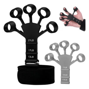 Ejercitador De Dedos De Silicona 6 Niveles Resistencia Negro Negro Y Gris