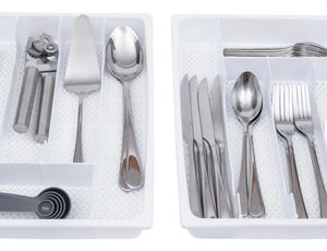 Organizador De Cubiertos Y Utensilios Para Cajón Set De 2 Blanco
