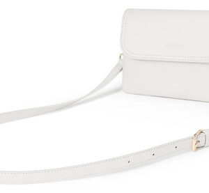Bolso Cruzado Pequeño De Piel Vegana Para Mujer Blanco Blanco Diseño De La Tela Acabado De Los Herrajes Color De La Correa De Hombro