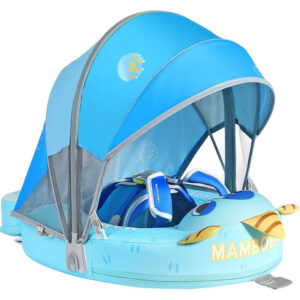 Flotador Para Bebé Con Toldo Ajustable Y Espuma De Perlas 3d Monster Blue
