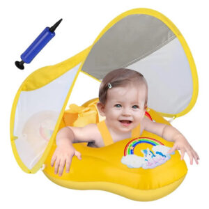 Flotador Inflable Amarillo Para Niños Con Asiento Y Toldo So Amarillo