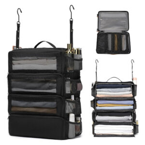 Organizador De Maleta Colgante Con Cubos Travel Essentials Negro