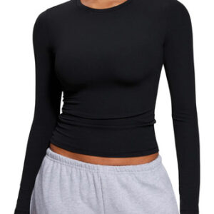 Camiseta Deportiva De Manga Larga Ajustada Para Mujer Otoño Color Talla