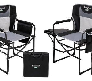 Sillas De Camping Extra Grandes Plegables Con Mesa Lateral 2 Negro