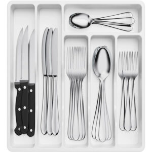 Organizador De Cubiertos Bandeja Cajón 5 Compartimentos Negr Blanco