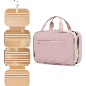 Neceser De Viaje Bolsa De Cosméticos Gran Capacidad Rosa Color Diseño De La Tela