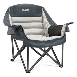 Silla De Campamento Plegable Grande Portátil 181 Kg Ergonomi Gris/gris Claro