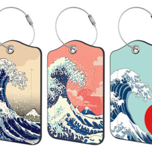 Etiquetas De Equipaje Piel Sintética Para Viaje 3 Piezas Dis Onda Del Océano Japonesa Nombre Del Diseño