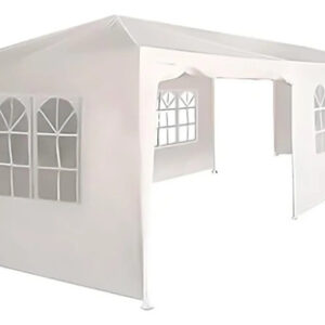 Toldo Carpa Impermeable 9x6 M Blanco Con Ventanas Y Metal Blanco