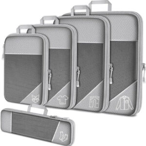 Juego De 5 Bolsas Organizadoras De Compresión Impermeables Gris