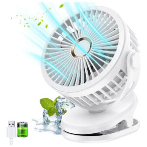 Ventilador Portátil Usb Recargable 4 Velocidades Inclinable Blanco