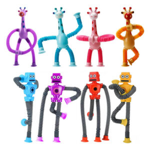 Robot Y Jirafa Telescópica Con Ventosa 8 Piezas Para Niños Personaje 8pcs