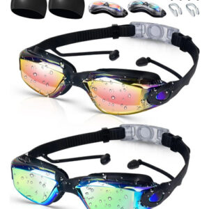 Gafas De Natación Adulto 2 Piezas Antiniebla Uv Kit Completo Oro Y Rosa