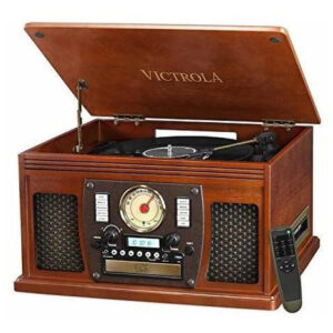 Tocadiscos Victrola De Lujo 8 En 1 Vintage C/ Cds Cassette Caoba