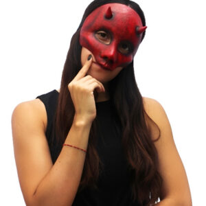 Máscara Antifaz Diablo De Látex Demon Girl Halloween Terror Color Rojo