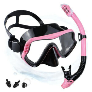 Máscara De Snorkel Para Adultos Vista Panorámica Antivaho 18 Negro Y Rojo