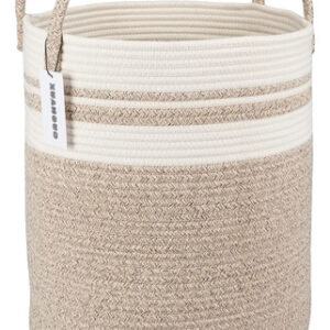 Cesta De Cuerda Alta Grande Para Ropa Juguetes Y Mantas Marrón Y Blanco Nombre Del Diseño