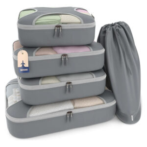 Juego De 5 Cubos De Empaque Gris Carbón Para Viaje Organizad Juego De 5 - Gris Carbón
