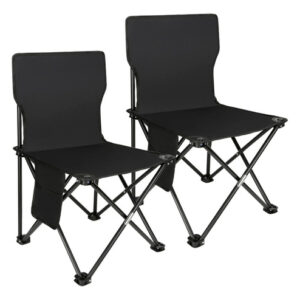 Sillas De Camping Plegables 2 Pzas Portátil Negro Ideal Acam Negro